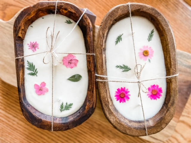 3 wick Large Wood Dough Bowl Candle